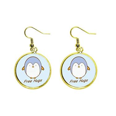 Imagem de Pinguim Pet Antártico Abraço Orelha Pendente Pingente Pingente Dourado Joia Feminina