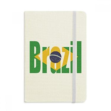Imagem de Caderno com nome da bandeira do país do Brasil, capa dura de tecido, diário clássico