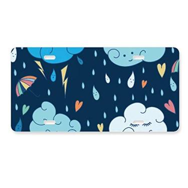 Imagem de DIYthinker Placa de carro Cloud Umbrella Rain Heart Decoração de carro Acessório de aço inoxidável