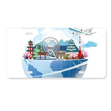 Imagem de DIYthinker Travel Journey Japan Fuji Sakura placa de carro decoração de carro acessório de aço inoxidável
