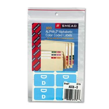 Imagem de Etiquetas de segunda letra codificadas por cores Alpha-Z, letra A, vermelho, 100/pacote [conjunto de 2] Etiqueta/cor: letra D, azul claro