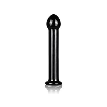Imagem de Plug Anal Liso com Glande Saliente em Vidro Preto 16,5 x 3,4 cm Glass Romance Lovetoy REF:5700-PT