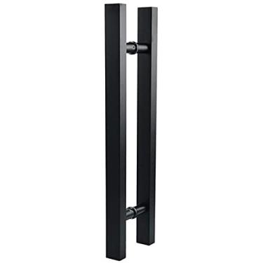 Imagem de 2 Pcs Preto Aço Inoxidável Maçaneta De Madeira Maçaneta De Vidro Maçaneta Quadrada Tubo Preto Pintado De Madeira Porta Apoio De Braço, Preto