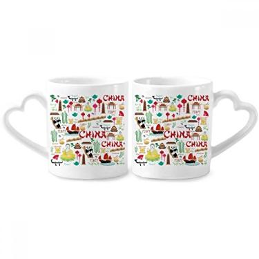 Imagem de China Bamboo Lantern Panda Couple Canecas Ceramic Lover Cups Heart Handle 355 ml Presente