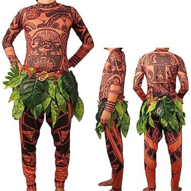 Imagem de Maui Tattoo Camiseta/calça de Halloween adulto masculino feminino fantasia cosplay (M)