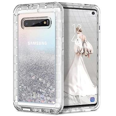 Imagem de Capa de areia movediça líquida com glitter luxuoso para Samsung Galaxy S20 S10 Note 20 10 Plus 9 8 para iPhone 12 11 Pro Max XR XS Capa à prova de choque, prata, 6Plus ou 6SPlus