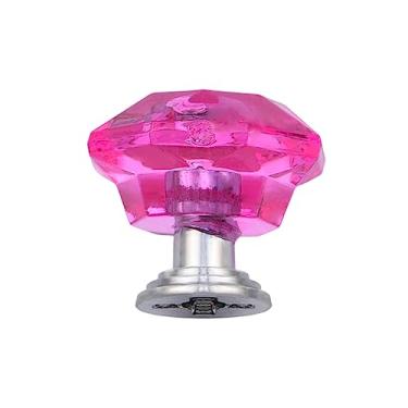 Imagem de Puxadores de móveis de diamante de cristal acrílico 26 mm Coloridos Puxadores de armário de cozinha Preto Puxadores de gaveta Móveis de puxador de porta Hardwar, prata rosa