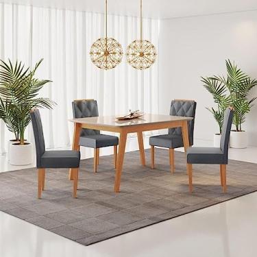 Imagem de Conjunto Sala de Jantar Mesa Elegance com 4 Cadeiras Diamante Jolie Jcm Móveis Cinamomo/off White