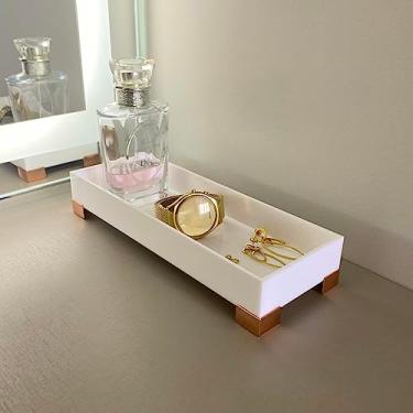 Imagem de Bandeja Organizadora de Acessórios e Skin Care Slim - Branca com Pés Rosê