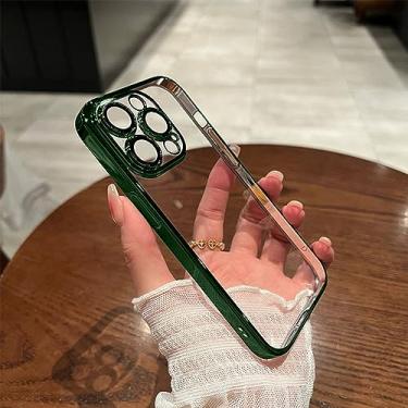 Imagem de Capa transparente de luxo para iPhone 14 13 12 11 Pro Max Mini capa de silicone à prova de choque para iPhone X XR XS 8 7 6 6S 14 Plus 5 SE Acessórios, verde escuro, para 5ou 5S ou SE2016