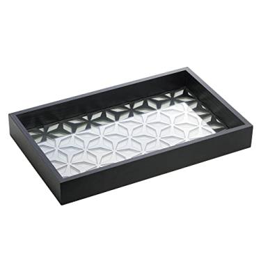 Imagem de Bandeja de Madeira com Fundo de Vidro Pinus Preta 47cm x 32cm x 4,5cm - Woodart