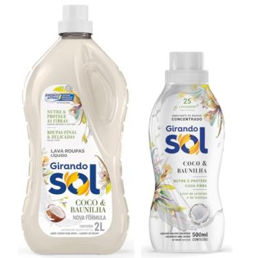Imagem de Kit 1 un Amaciante Concentrado Girando Sol 500ML e 1 un Lava Roupas Líquido Coco e Baunilha 2L