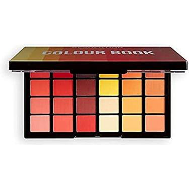 Imagem de Makeup Revolution Color Book Eyeshadow Palette, 24 Shimmer Hues & 24 Matte Shades, Cruelty-Free, Red, Orange & Yellow Tones, 0.96 Oz