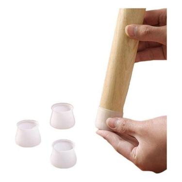 Imagem de Kit 16 Protetores Pés Cadeiras Mesas Silicone - Branco