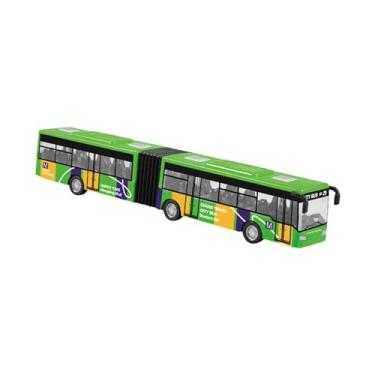 Imagem de shamjina Modelo de ônibus de trânsito de simulação, ônibus retrátil de liga, lembranças para festa de coleção, brinquedo de ônibus articulado de duas seções, Verde