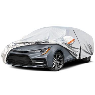 Imagem de Capa de carro de 6 camadas Kayme Impermeável para todos os climas para automóveis, cobertura completa para uso externo, proteção contra chuva e sol, UV, com zíper, de algodão, prata
