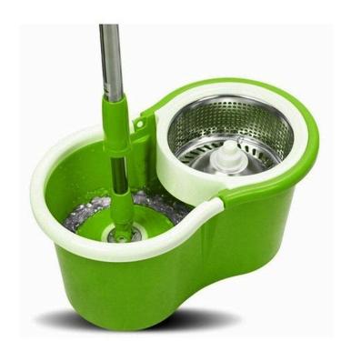 Imagem de Mop Esfregão Giratório de Limpeza Inox com Rodinha e Refil