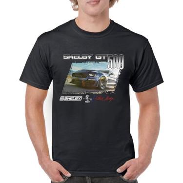 Imagem de Camiseta masculina 2022 Shelby GT500 Signature Mustang Racing Cobra GT 500 Muscle Car Performance Powered by Ford, Preto, GG