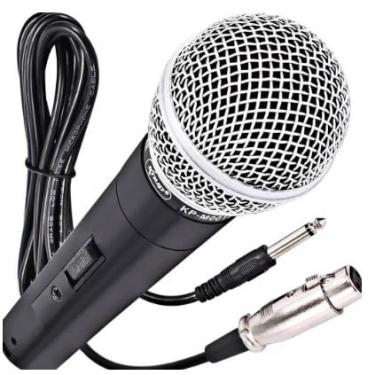 Imagem de Microfone Dinâmico Profissional Com Fio De 5 Metros 5V Relação 6,5mm P10 Liga De Neodímio Cardióide Unidirecional Cor Preto Para Karaokê Streaming Transmissão LINHA PREMIUM