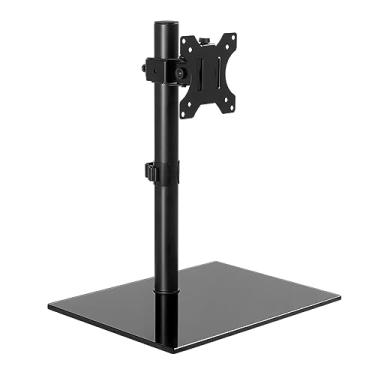 Imagem de KKTONER Single Computer Monitor Stand Glass Base Free Standing Desk Vesa Mount for 13 inch to 32 inch Screen Height Adjustable Monitor Mount Full Motion Swivel Vesa 75*75mm/100*100mm Hold up 17.6Lbs_AB