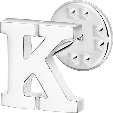 Imagem de Broche de lapela inicial para homens e mulheres, broches para ternos masculinos, pinos de botão de metal em tom de ouro 18K e prata., Metal, Sem pedras preciosas