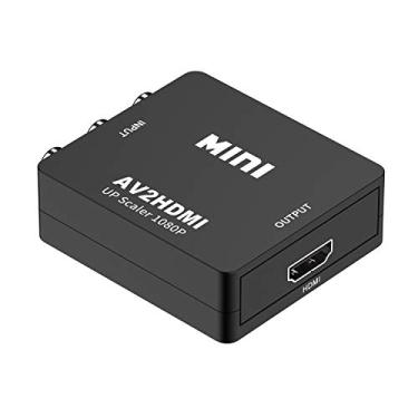 Imagem de Tianle Conversor RCA para HDMI, adaptador AV para HDMI 1080p Mini RCA composto CVBS adaptador conversor de áudio e vídeo compatível com PAL/NTSC para TV/PC/PS2/PS3/STB/Xbox/VCR/DVD, preto