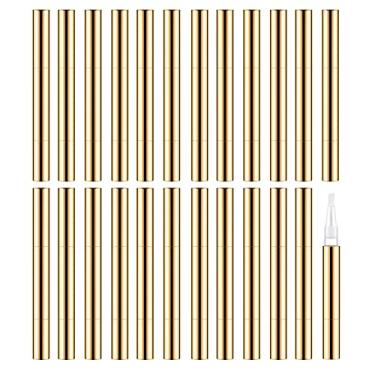 Imagem de Lil Ray Caneta de óleo de unha vazia de 3 ml com escova, caneta torcida para clareamento dental, recipiente de brilho labial em gel, tubo líquido para crescimento de cílios, Ouro/24 peças, 3ML/24PCS