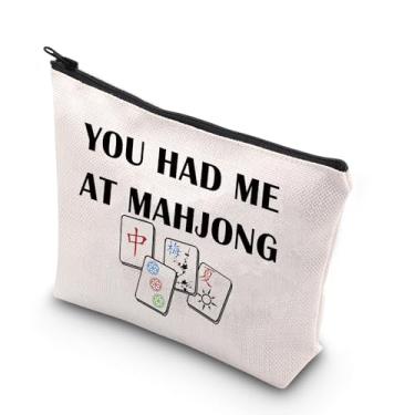Imagem de BDPWSS Bolsa de maquiagem divertida Mahjong para amantes de mahjong, bolsa de azulejos de mahjong, bolsa de cosméticos para meninas, bolsa de armazenamento de jogos de tabuleiro Mahjong, presente de