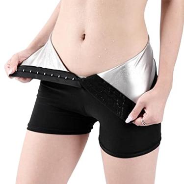 Imagem de Shorts de Sauna, Calças Modeladoras de Suor, Shorts de Ioga de Cintura Alta para Corrida Fitness para Mulheres (Shorts de cintura alta M)