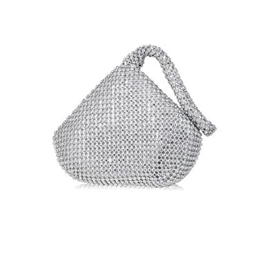 Imagem de CORIOS Bolsa de noite para mulheres diamantes de imitação de clutch mala de ombro mala de festa malas tiracolo elegante malas de mensageiro para festa de graduação banquete casamento, Prata, L,