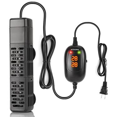 Imagem de Aquecedor submersível de aquário HiTauing, 50 W/100 W/200 W/300 W/500 W, proteção contra superaquecimento e desligamento automático, para água salgada e doce