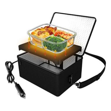 Imagem de Lancheira Isolada Para Carro Portátil Mini Forno De . Portable Oven, 12V Car Food Heater Portable Personal Mini, Oven Electric Heated Lunch Box for Meal Reheating and Raw Food Cooking, Suitable for Road Trips/Camping/Picnics/Family Gatherings (Black)