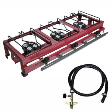 Imagem de Fogão lx 3 bocas cor vinho alta pressão com mangueira