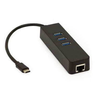 Imagem de Hub Adaptador Usb-c Com 3 Portas Usb, Rede - Preto