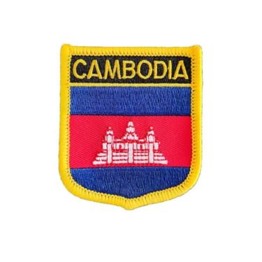Imagem de Ruoming 1 PÇ Patch de bandeira do Camboja bordado a ferro ou costurado em bordado tático militar nacional Camboja