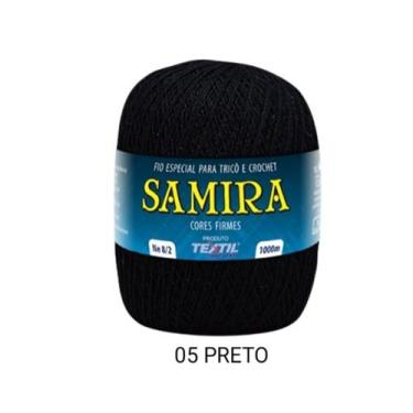 Imagem de Fio Linha Samira São João 1000 metros Tricô Crochê Cores, Preto