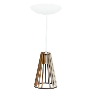 Imagem de Pendente Luminária Koni E27 Madeira Sala Moderno Desmontada - Madelumi