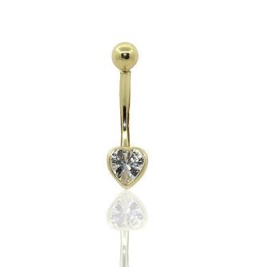 Imagem de Piercing de ouro 18k de umbigo com Coração - Elegancy Joias