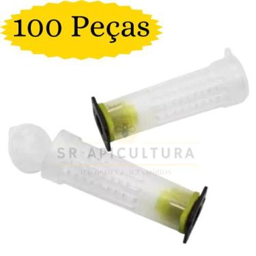 Imagem de Gaiola Tubo Completa Kit 100 Unidades Criar Rainha Apicultura - SR API