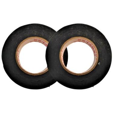 Imagem de 2 Fita Isolante De Tecido Pano Preta Com Cola Isolar Cabos Fios Chicot