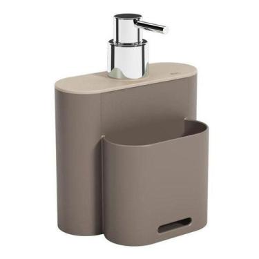 Imagem de Dispenser Detergente E Bucha 500Ml Flat Coza Cinza