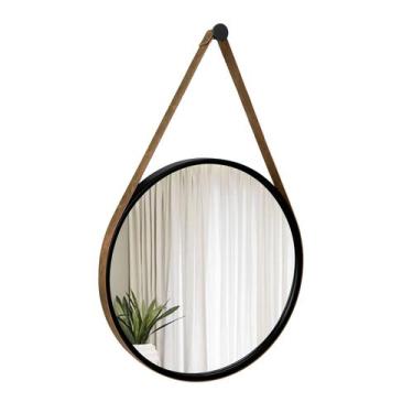 Imagem de Espelho Decorativo Adnet Preto Alça material sintético Rajado 40 cm Re