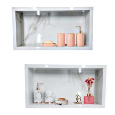 Imagem de Kit 2 Nichos Para Banheiro Em Porcelanato 60x30x10 cm - PHZ, Marmore D