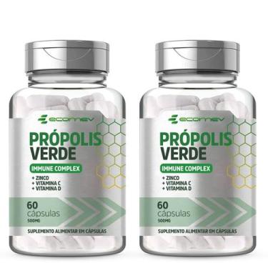 Imagem de 2x Propolis Verde Immune Complex Com D3 C Zinco 500Mg 120Cáps - ecomev