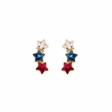 Imagem de Brinco Feminino De Ouro 18k-750 Três Estrelas + Certificado - DG Prese