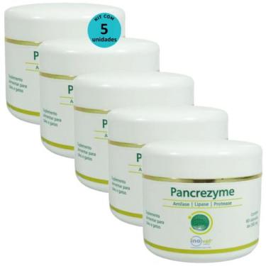 Imagem de Pancrezyme 60 Cápsulas 280mg Para Cães e Gatos Inovet Kit Com 5