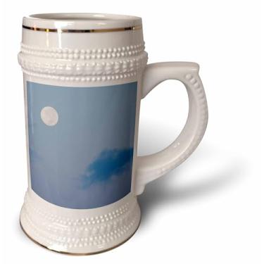 Imagem de 3dRose Austrália, Território do Norte, Darwin. Lua cheia com céu azul. - Caneca Stein, 530 ml, 640 ml, branca