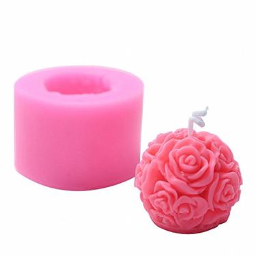 Imagem de Molde de vela de esfera rosa 3D – Molde de silicone de flor rosa moldFun para sabonete, mini sabonete feito à mão, loção, giz de cera, gesso (cor aleatória)