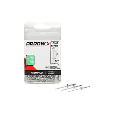 Imagem de Arrow Fastener Rebites RLA1/8IP de alumínio longo, 1/8 polegadas, pacote com 100