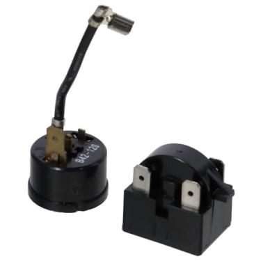 Imagem de BYOBYO 1 peça de acionador de compressor de geladeira PTC preto de 15Ohm 3 pinos e 1 peça de substituição de compressor 1/5HP (150W) para geladeira